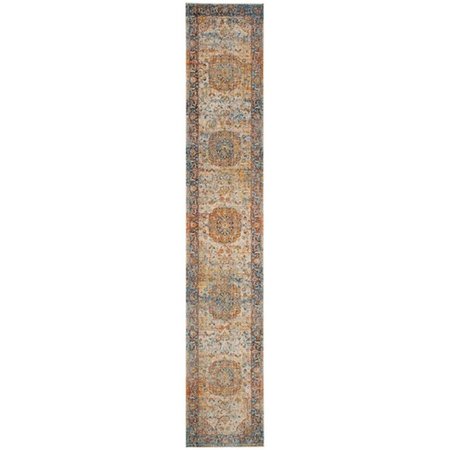 FLOWERS FIRST 2 ft. 2 in. x 12 ft. Vintage Persian Power Loomed Runner Rug, Blue & Multi Color FL2149488